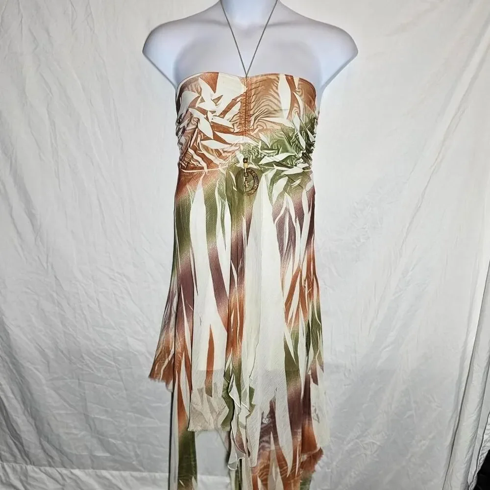 vintage y2k 2000s boho whimsigoth assymetrical hem halter dress